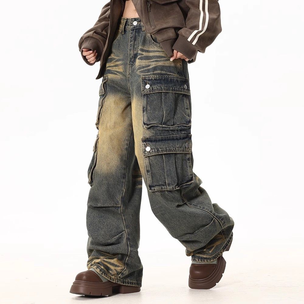Japanese Brand × Jean Men's washed distressed multi-pocket cargo jeans Size US 32 / EU 48 - 3 Thumbnail