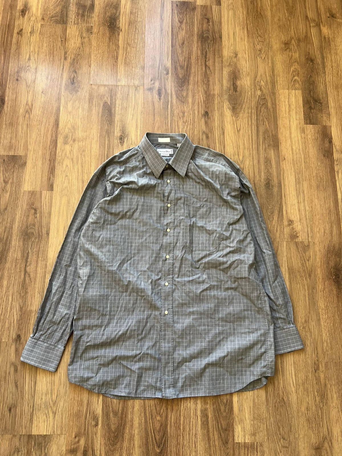 🩶 Christian Dior Checked Dress Shirt Made in FranceSize 43/5