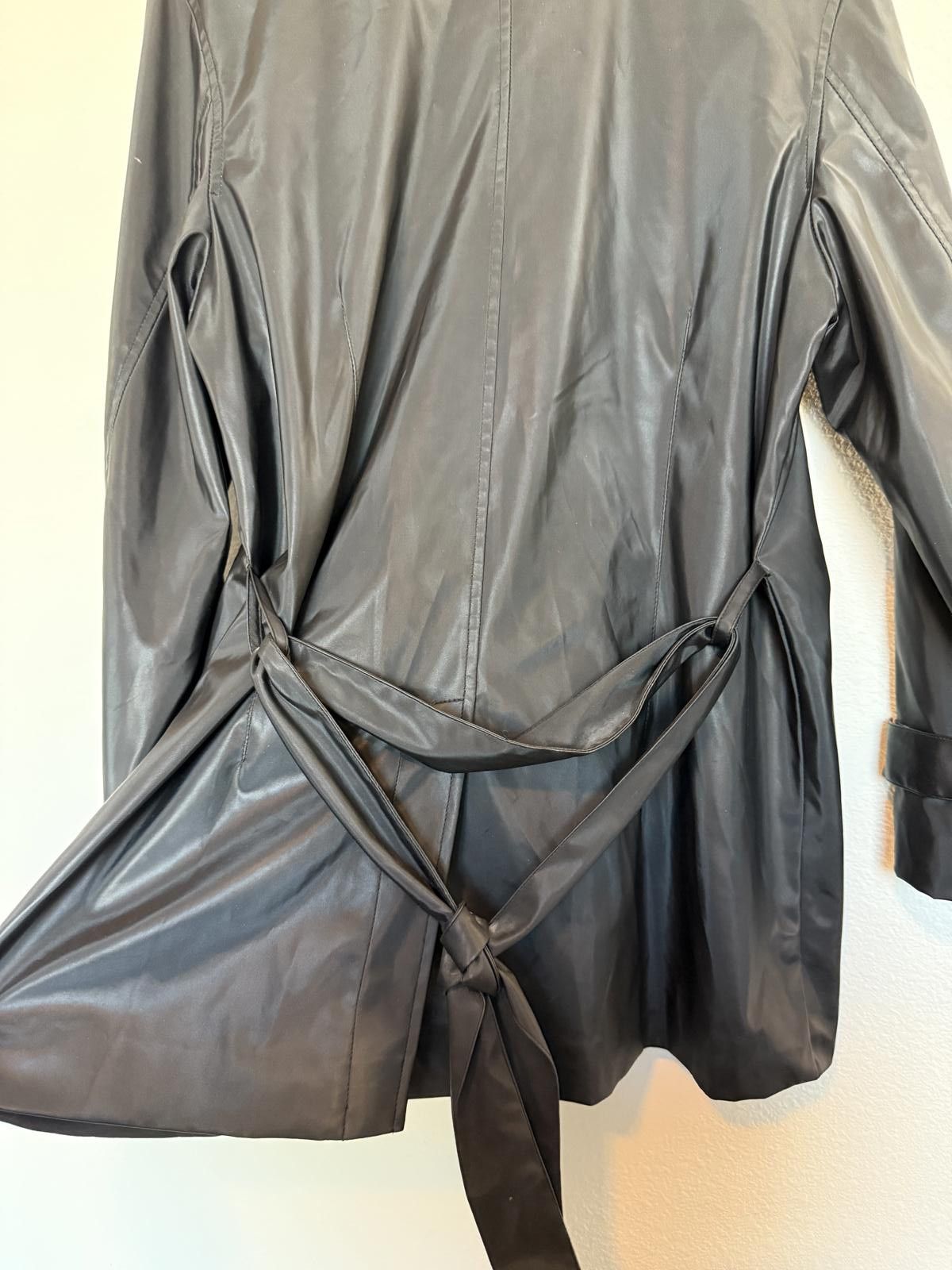 ZeroXposur Vintage Y2K Style Black Polyurethane Trench Coat with Belt Size L / US 10 / IT 46 - 3 Thumbnail