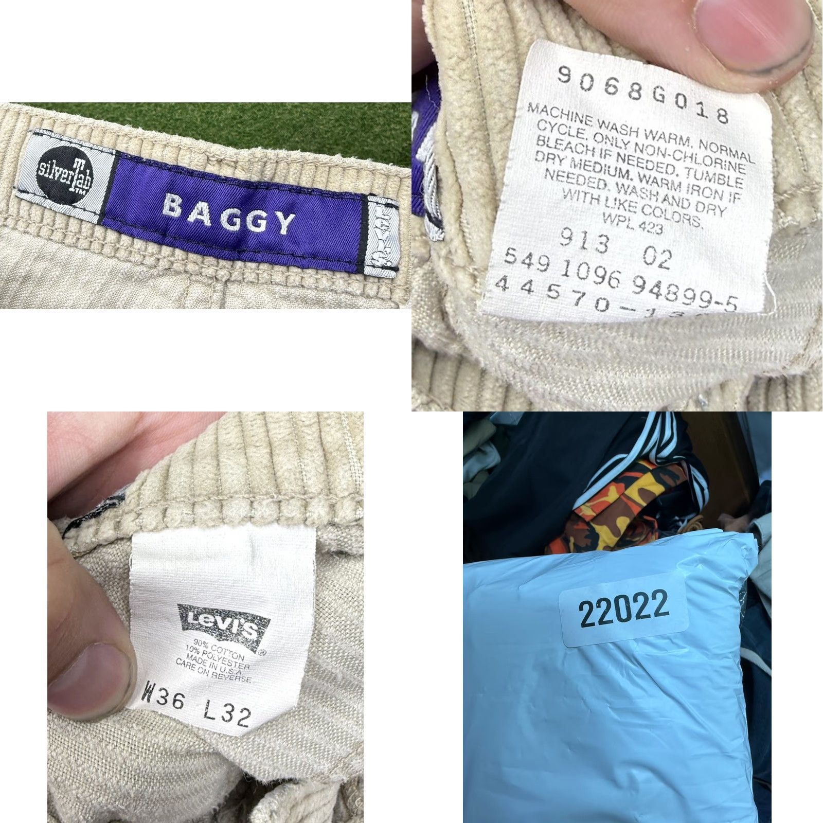 Levi's VINTAGE Levi's SilverTab Baggy Corduroy Pants Mens 36x32 Cream Baggy 90s Skater Loose Relaxed Straight Front Size US 36 / EU 52 - 9 Thumbnail