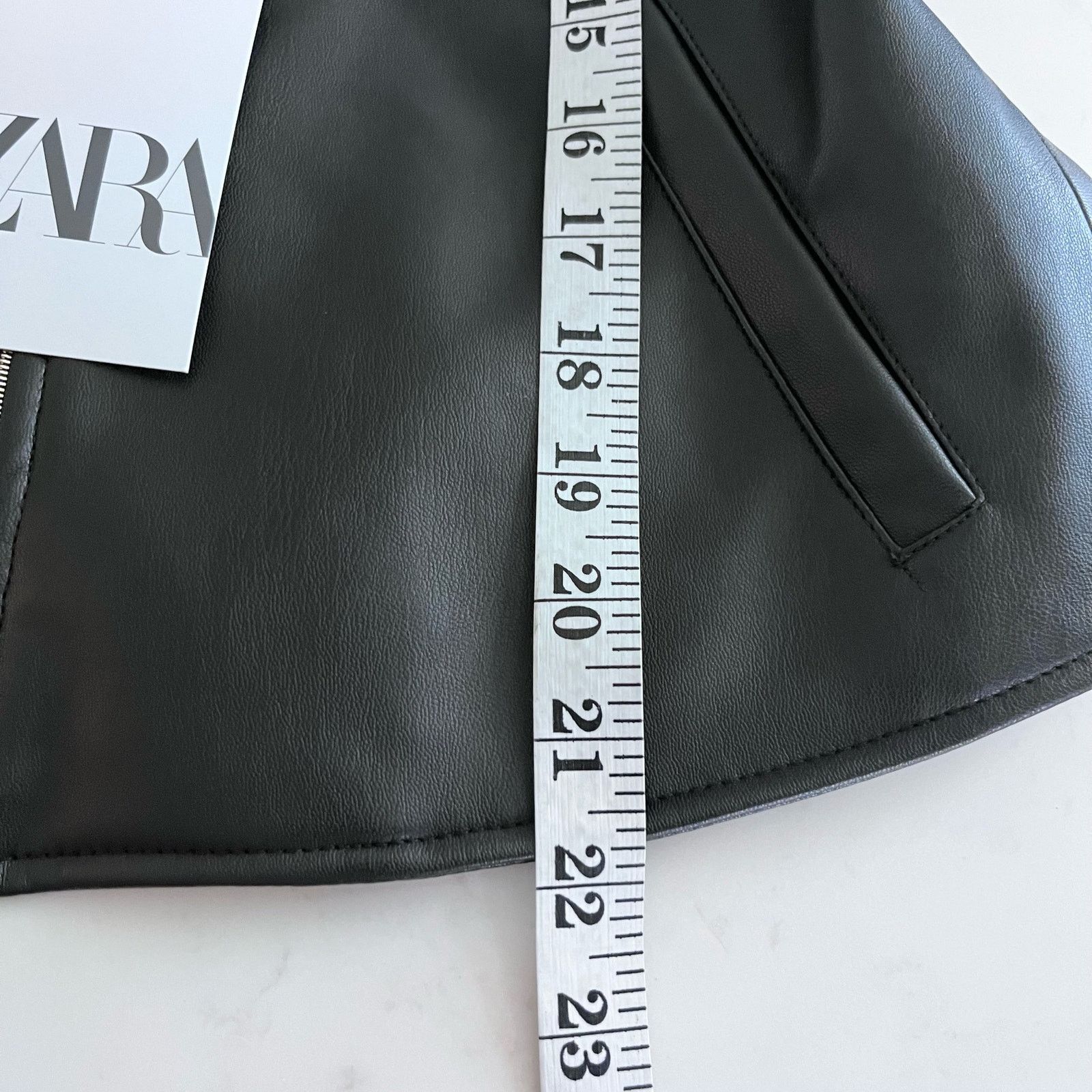 Zara Zara Black Vegan Faux Leather Zip Up Biker Moto Jacket Size M / US 6-8 / IT 42-44 - 8 Thumbnail