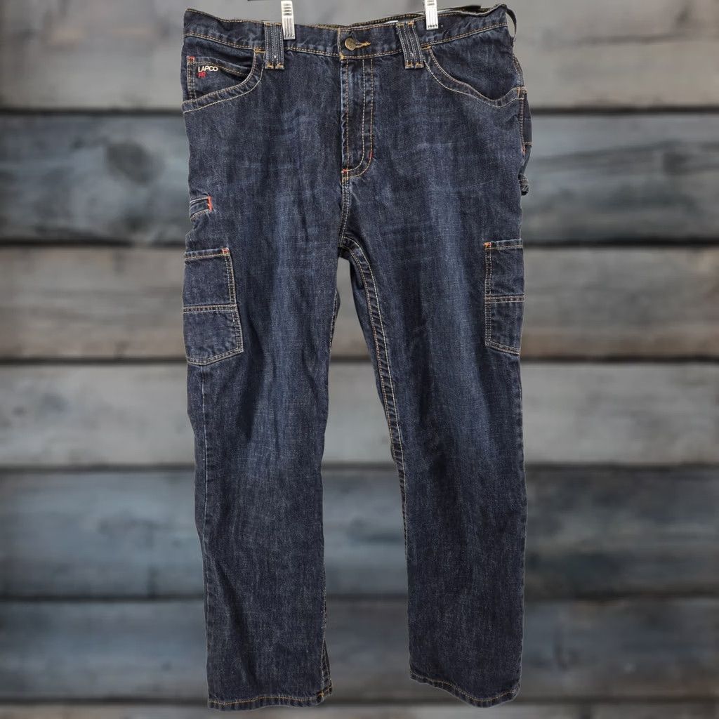Denime VINTAGE LAPCO Men’s FR Jeans Workwear Flame Resistant Dark Wash Denim 38 x 32 Mens Jeans Flame-Resistant Denim Straight Blue 38 32 Size US 38 / EU 54 - 1 Thumbnail