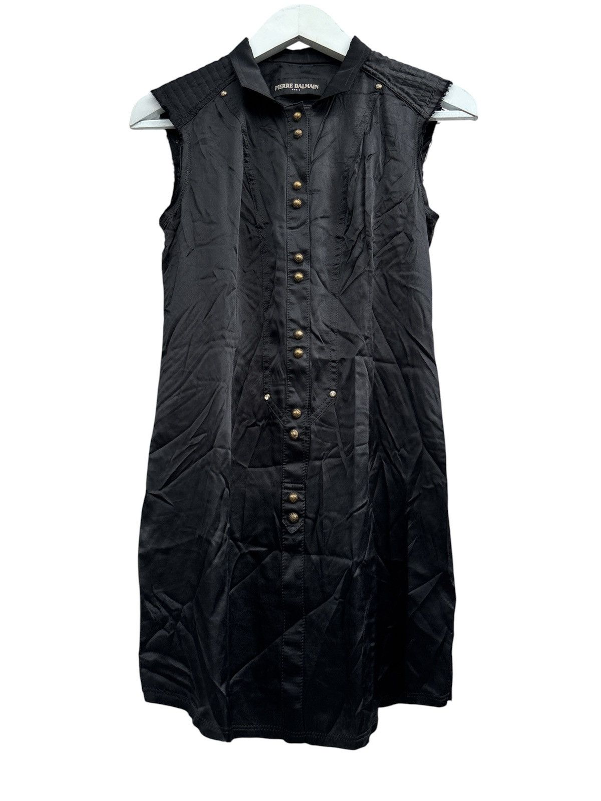 Balmain Silk Sleeveless Long Shirt Size US XS / EU 42 / 0 - 1 Thumbnail
