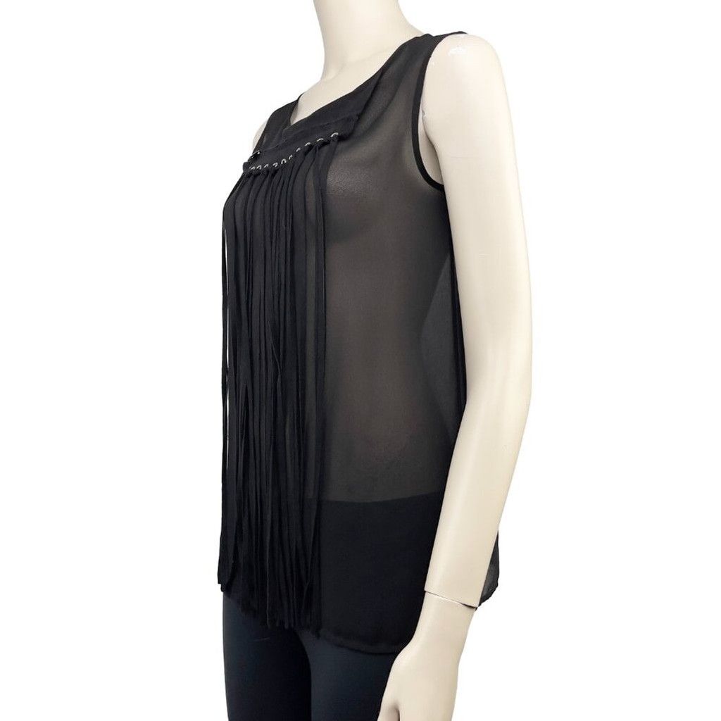 Rudsak RUDSAK Sheer Suede Gothic Rock Black Tank Top Blouse Size XS Size XS / US 0-2 / IT 36-38 - 3 Thumbnail