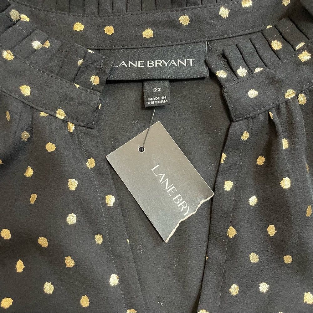 Other NWT New Lane Bryant Black Gold Polka Dots Blouse Size 22 Size 3XL / US 20-22 - 5 Thumbnail