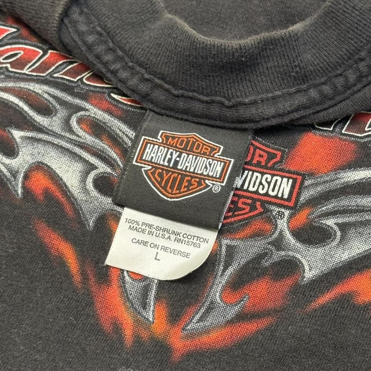 Harley Davidson 2007 Harley Davidson Black y2k Flame Sleeve Tee Shirt Size US L / EU 52-54 / 3 - 4 Thumbnail