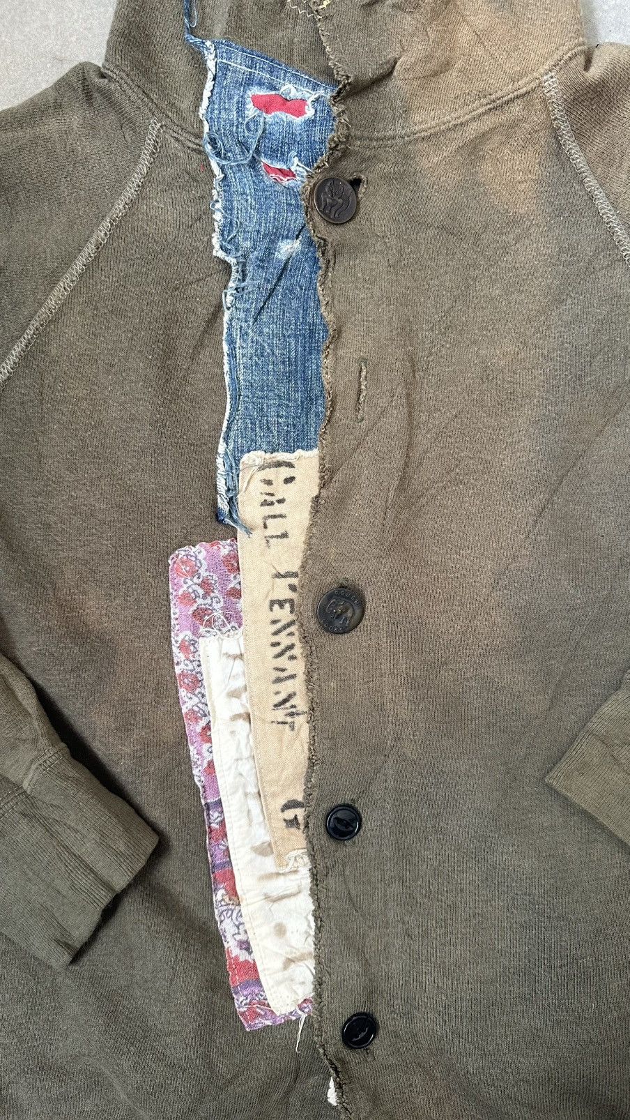 N.Hoolywood VINTAGE GO TO HOLLYWOOD BUTTON PATCHOWRK ARMY HOODIE Size US S / EU 44-46 / 1 - 2 Thumbnail