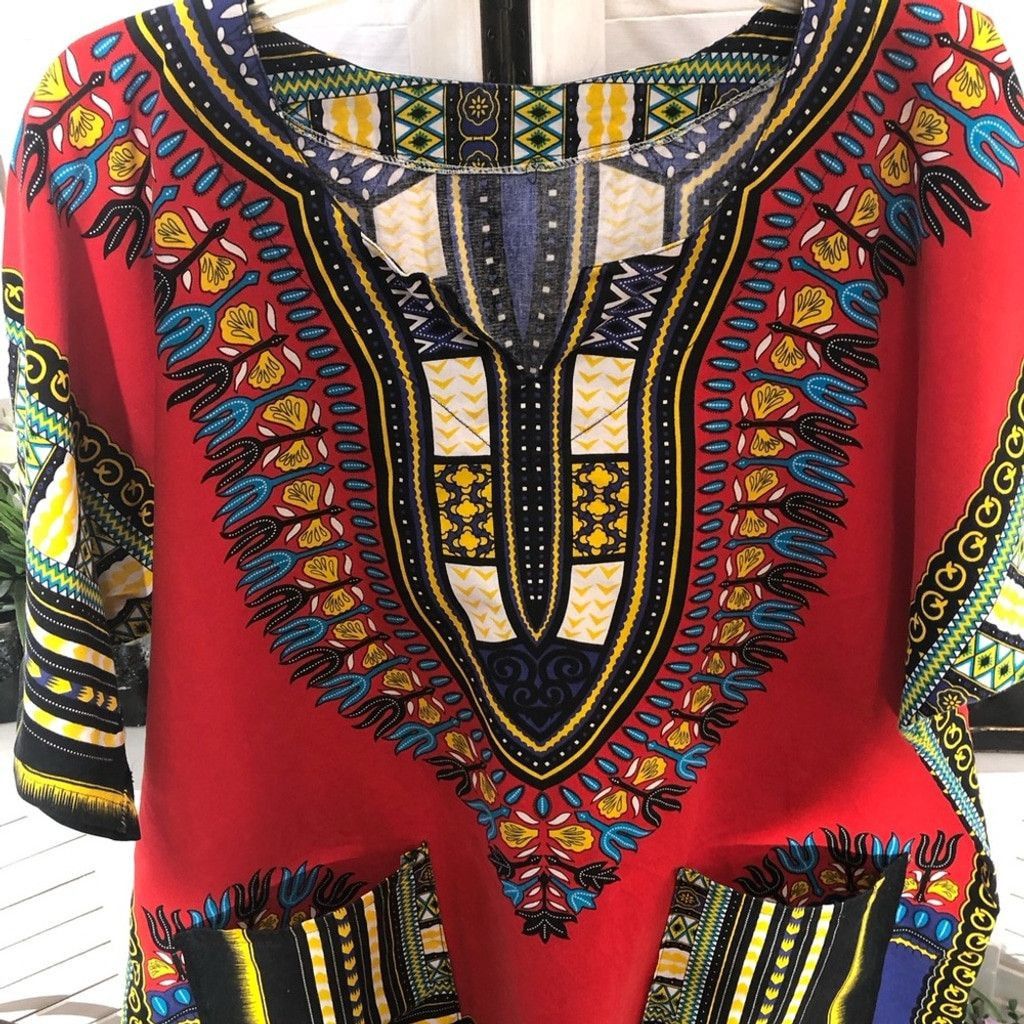 Vintage 70s hippie batik paisley red black green cotton tunic sz L Size US L / EU 52-54 / 3 - 4 Thumbnail