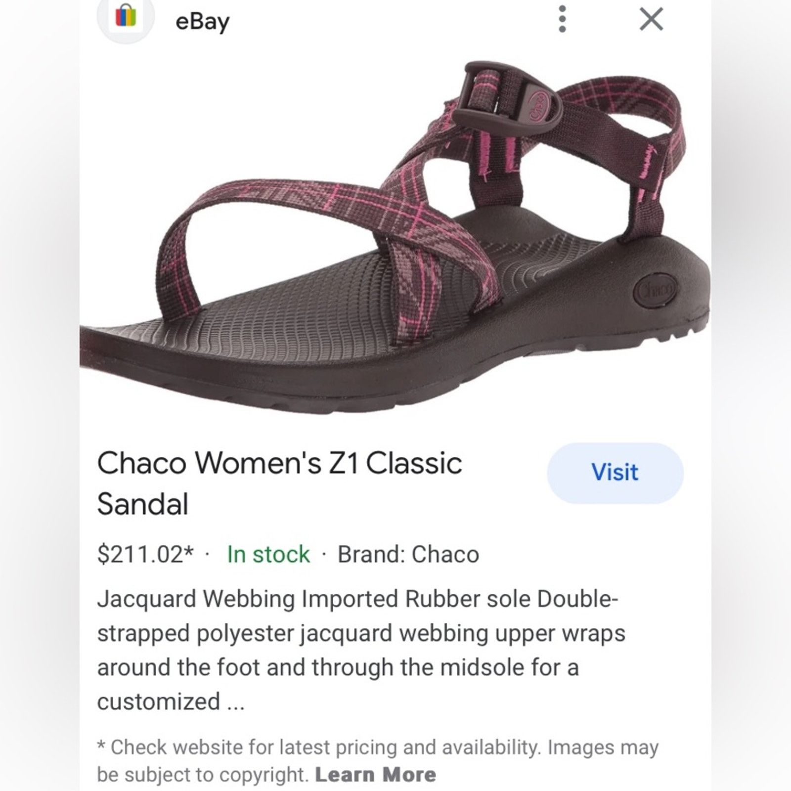 Chaco CHACO WOMENS Z1 CLASSIC RIVER WATER SANDALS Size US 9 / IT 39 - 10 Thumbnail