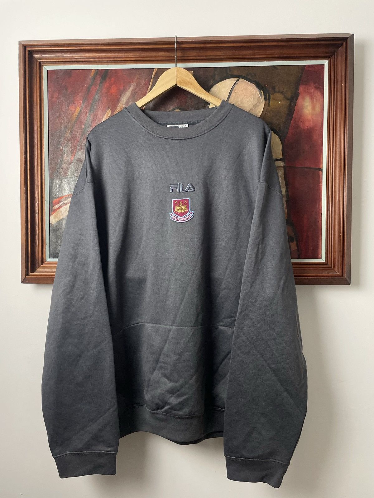 image of Vintage Fila West Ham United Hammers Premier League Crewneck in Grey, Men's (Size 2XL)