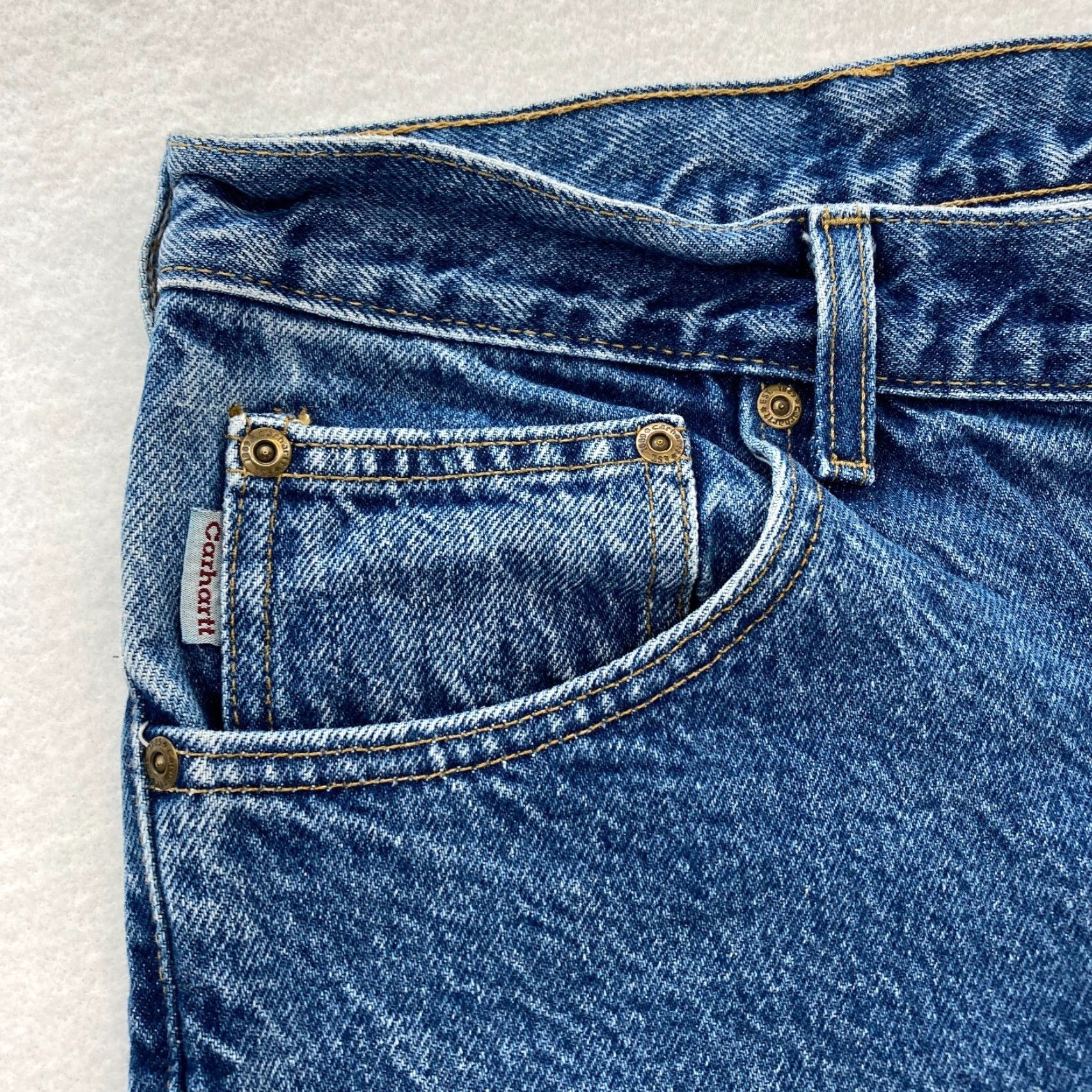 Carhartt VINTAGE Carhartt Jeans Mens 40x34 Medium Wash Blue Denim Tapered Leg Union Made Size US 40 / EU 56 - 3 Thumbnail