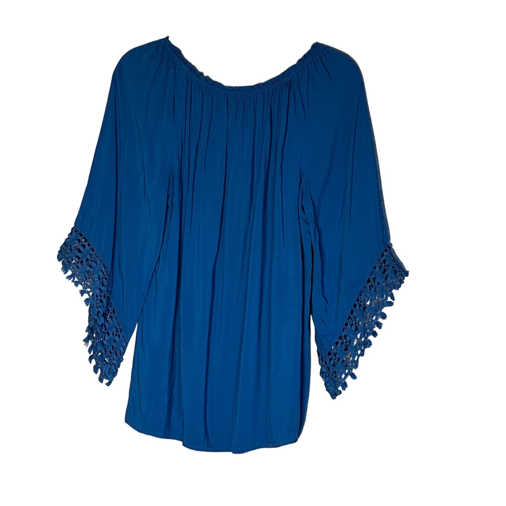 Other Melissa Paige Blue Crochet Sleeve Women's Blouse L Viscose B Size L / US 10 / IT 46 - 3 Thumbnail