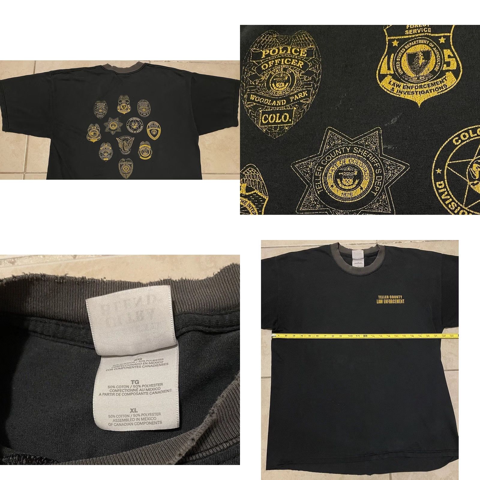 Vintage VINTAGE Teller County Law Enforcement Faded Distress Shirt XL Police Biker Grunge 90s Shirt Mens Black XL Police Distressed Vintage Shirt Size US XL / EU 56 / 4 - 9 Thumbnail