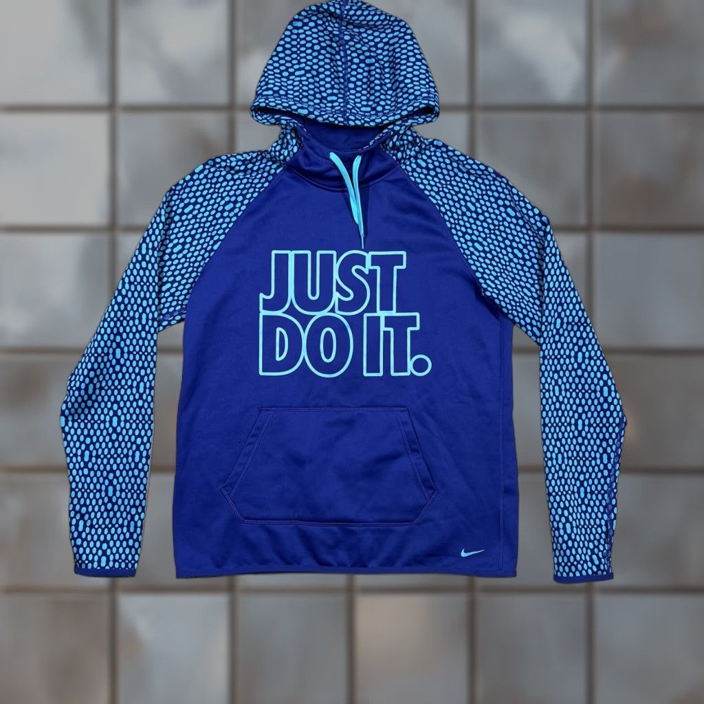 Nike Nike Therma-Fit Hoodie Women's M Blue Just Do It Graphic Pullover All Seasons Sports Regular Size M / US 6-8 / IT 42-44 - 1 Thumbnail