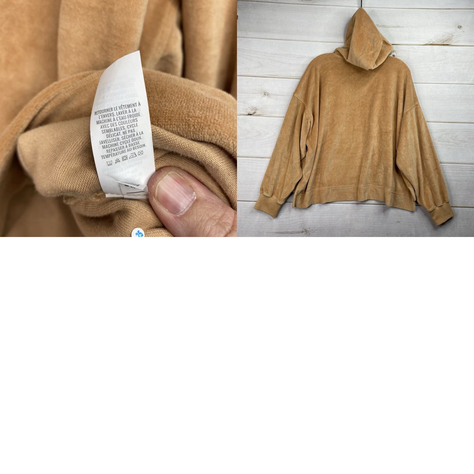 Vintage Aerie Hoodie M Brown Tan Velour Velvet Pullover Oversized 90s Womens Sweatshirt Winter Fall Spring Large Hoodie Size M / US 6-8 / IT 42-44 - 8 Thumbnail