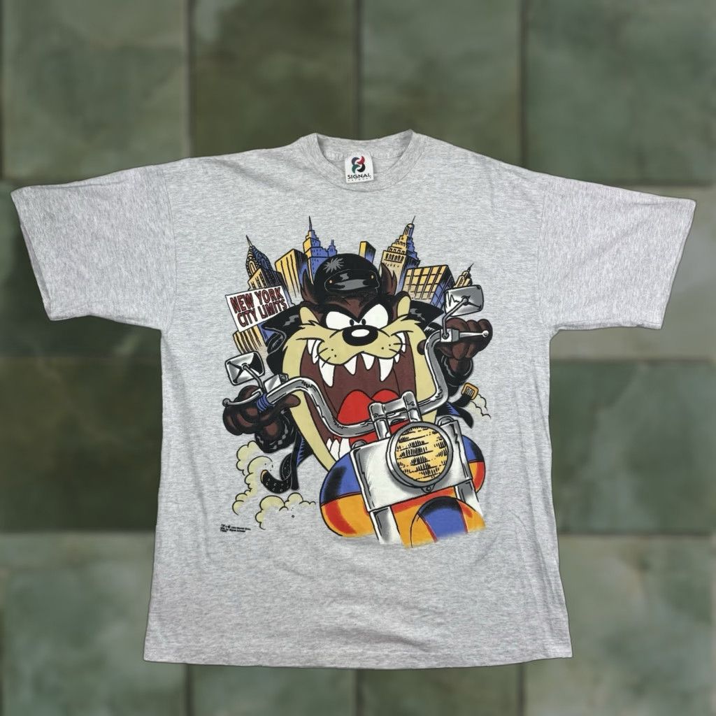 Vintage Vintage Signal Taz Motorcycle Biker T-Shirt Adult XL Gray Graphic Print 90s Cartoon Men Size US XL / EU 56 / 4 - 1 Thumbnail