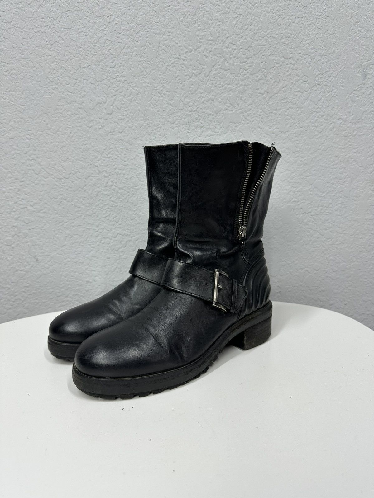 A.S.98 Vintage AS 98 Rick Owens Style Zip Ankle Leather Biker Boots Size US 8 / IT 38 - 4 Thumbnail