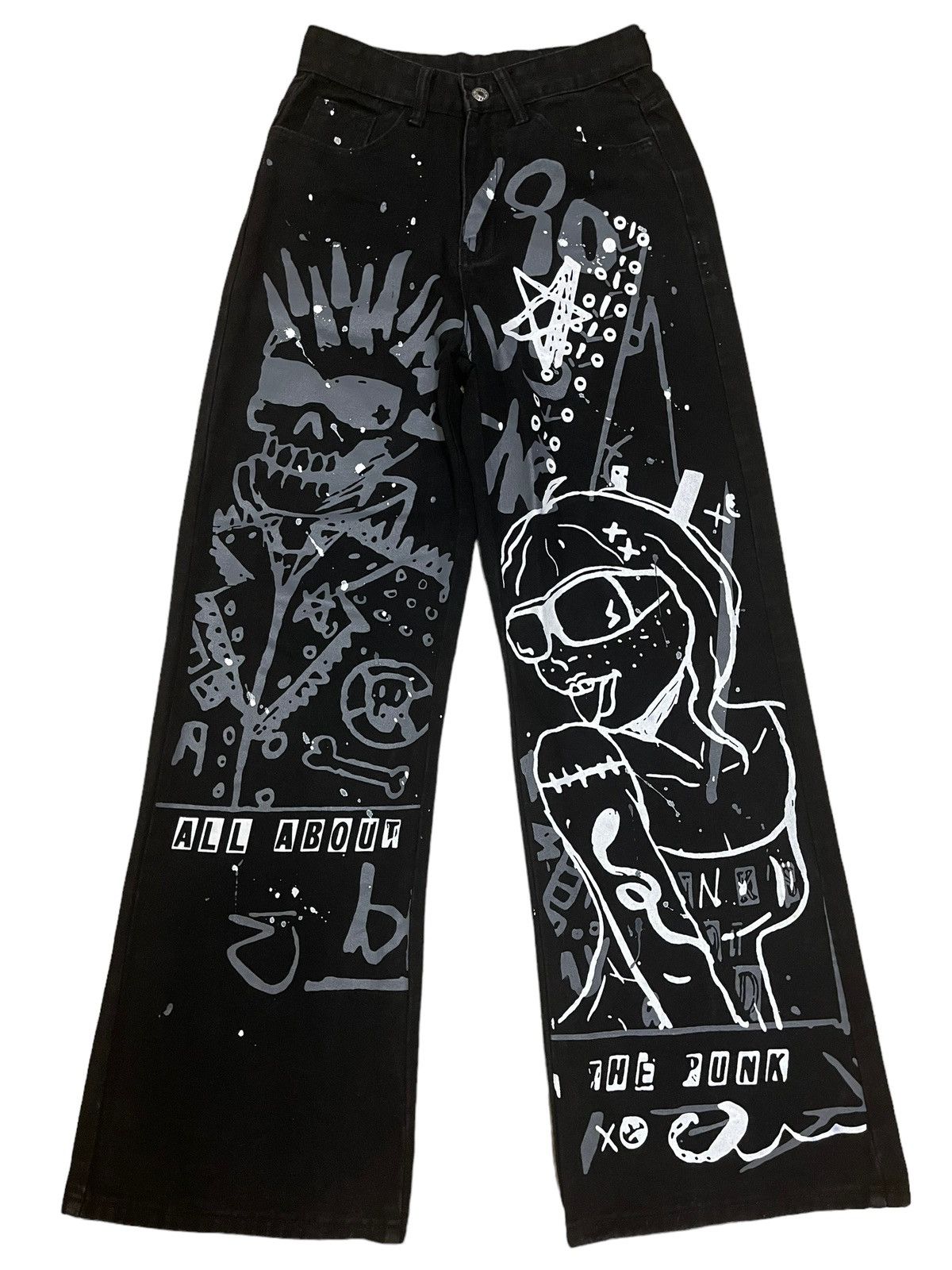 image of Seditionaries Vintage Overprint Punk Style Jeans in Black, Men's (Size 26)
