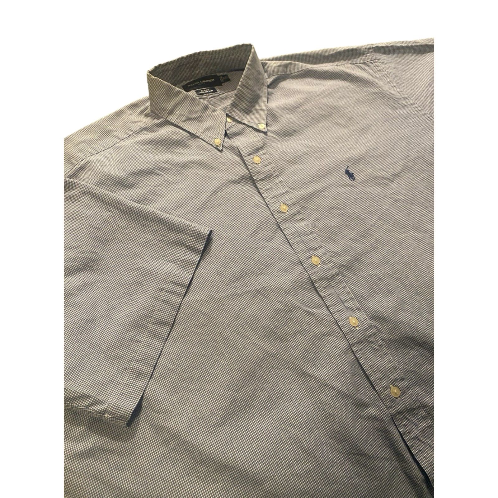 Ralph Lauren Ralph Lauren Golf Shirt Houndstooth Short Sleeve Button-Down Blue Mens 2XL Size US XXL / EU 58 / 5 - 2 Thumbnail