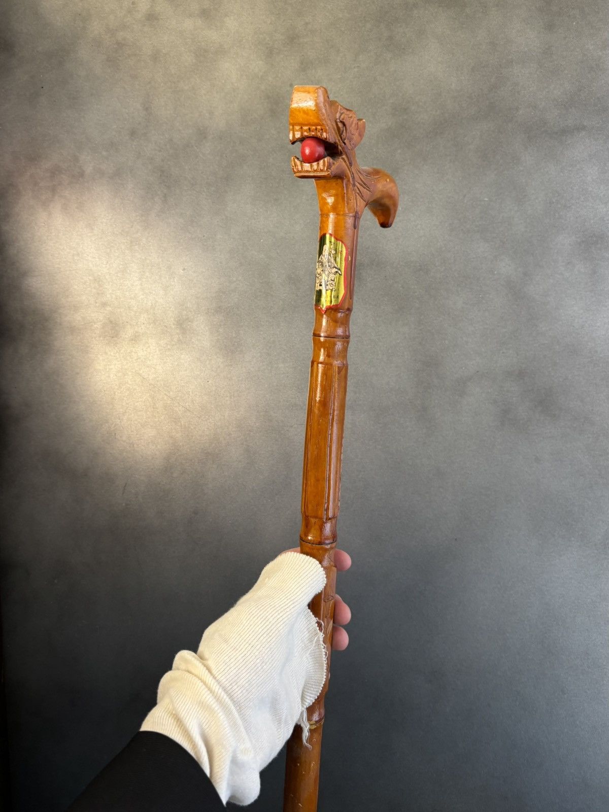 The Great China Wall × Vintage Foo Dragon Chinese Cane Vintage Walking Stick Bamboo Pike Size ONE SIZE - 9 Thumbnail