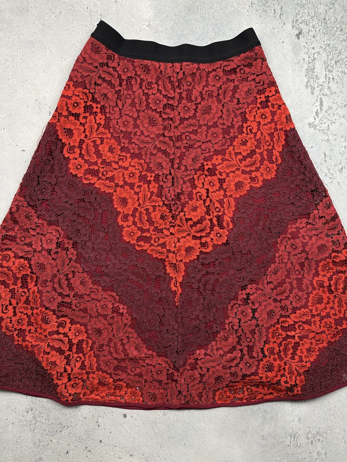 Sandro Sandro Paris Red Lace A-Line Skirt Luxury Romantic Chic Lux Size 27" / US 4 / IT 40 - 9 Thumbnail