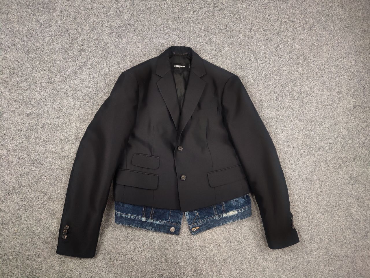 Dsquared2 Rare Dsquared2 AW17 Layered Blazer Distressed Denim Jacket Size US M / EU 48-50 / 2 - 4 Thumbnail
