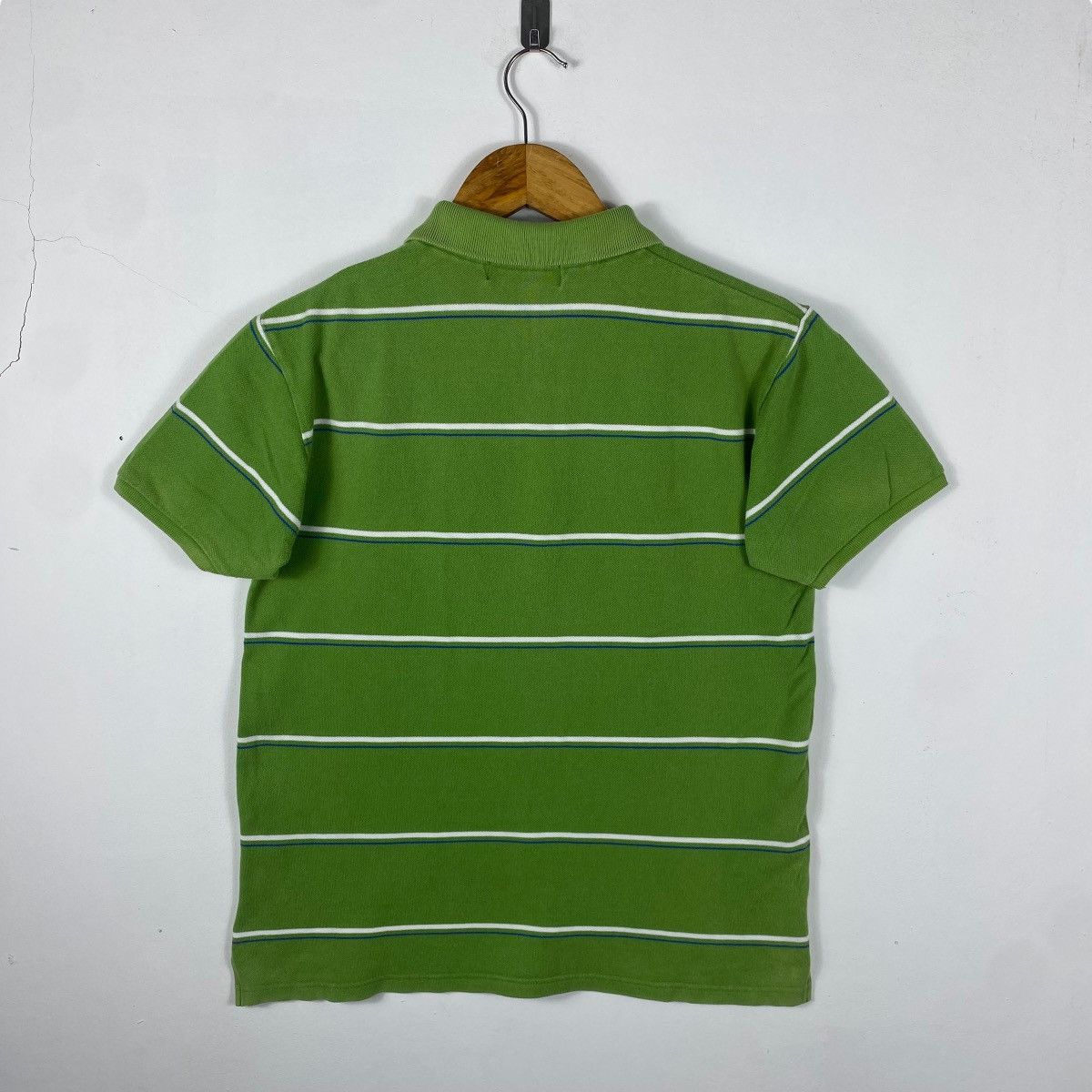 Beams Japan Japanese Brand BEAMS Green Striped Ss Polo Shirt Small Size Size US S / EU 44-46 / 1 - 4 Thumbnail