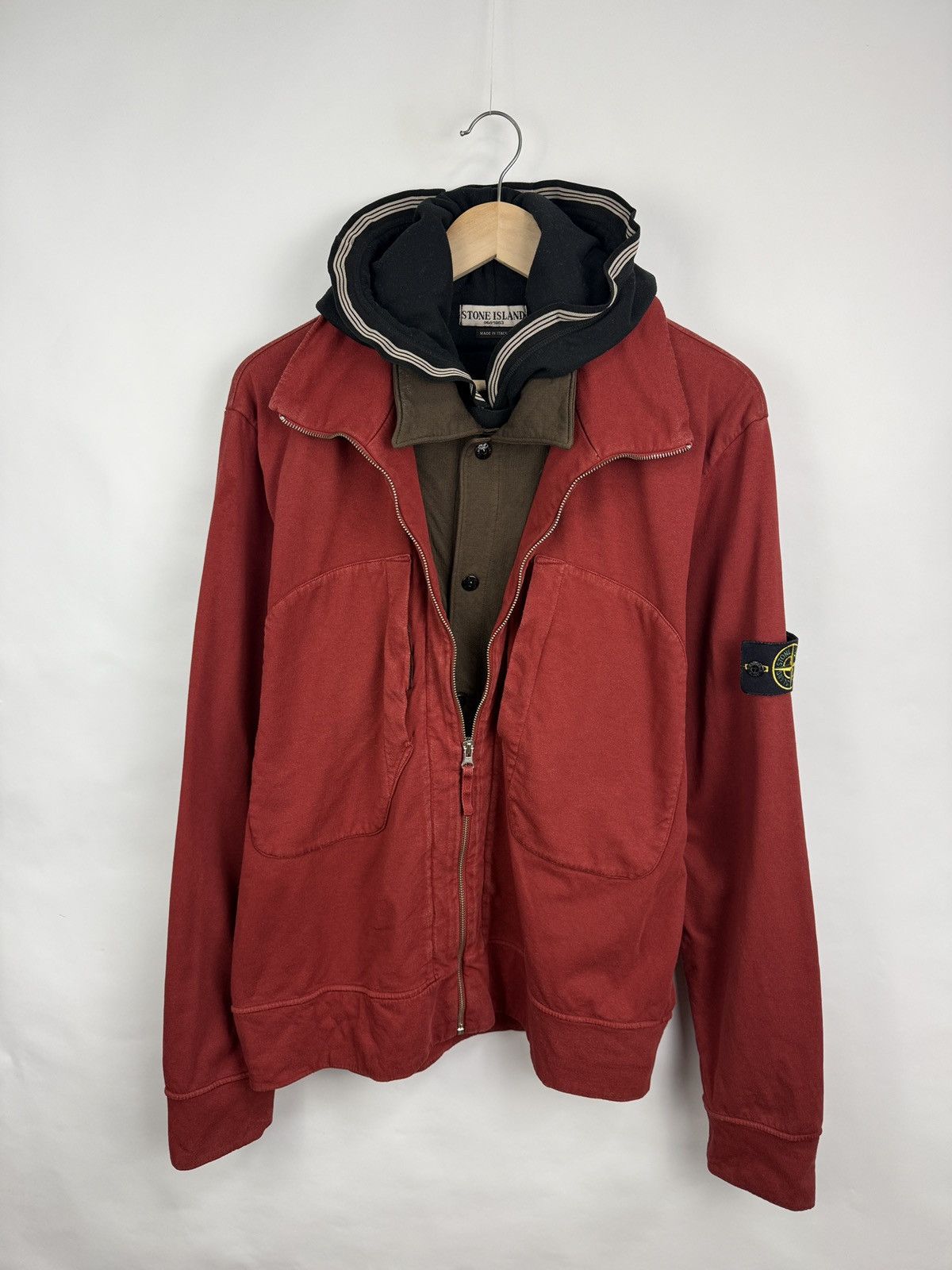 Stone Island 🇮🇹 Vintage 90s Stone Island Archive Layered Hooded Jacket Size US XL / EU 56 / 4 - 7 Thumbnail