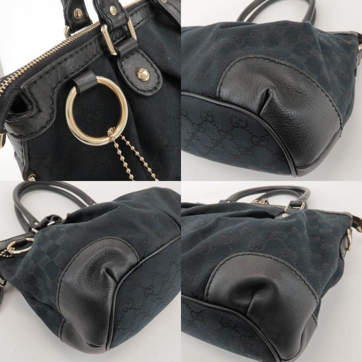 Gucci Gucci Sukey Interlocking G GG Canvas & Leather Satchel Black Size ONE SIZE - 5 Thumbnail