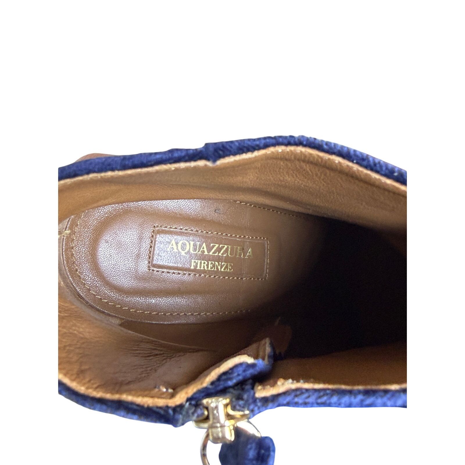 Other Aquazzura Firenze *Like New* Navy Velvet Boots Size US 7 / IT 37 - 6 Thumbnail