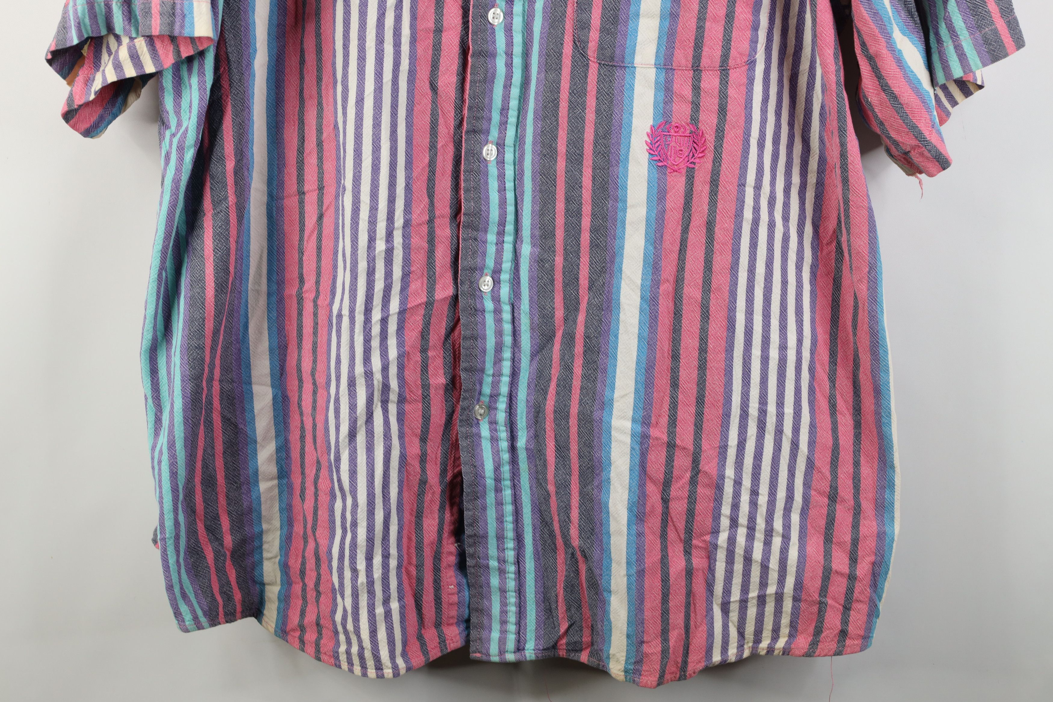 Vintage Vintage 90s Streetwear Block Short Sleeve Button Down Shirt Size US XXL / EU 58 / 5 - 3 Thumbnail
