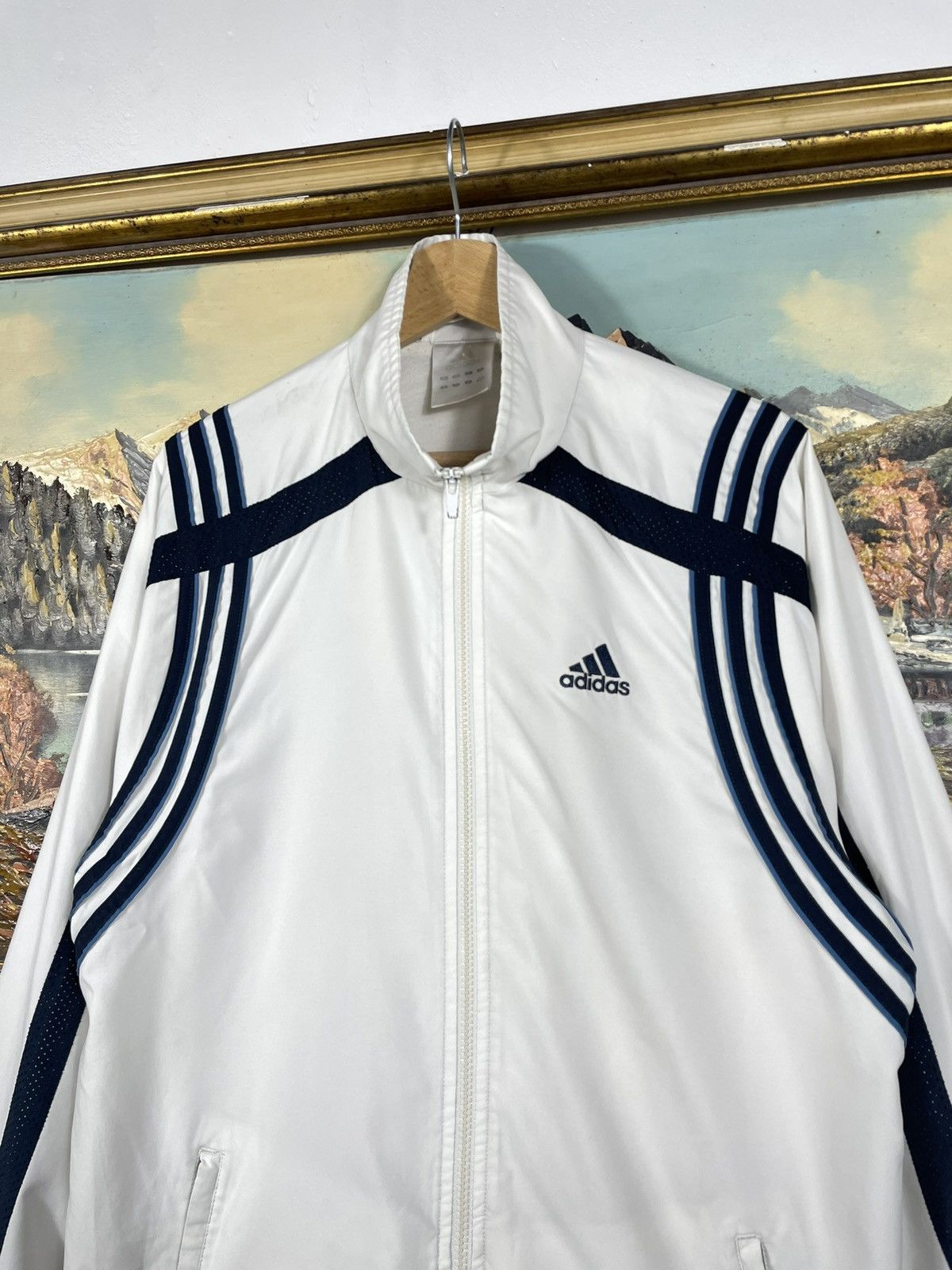 Adidas × Vintage White Retro 00s Adidas Windbreaker Zip Jacket Baggy Size US M / EU 48-50 / 2 - 4 Thumbnail