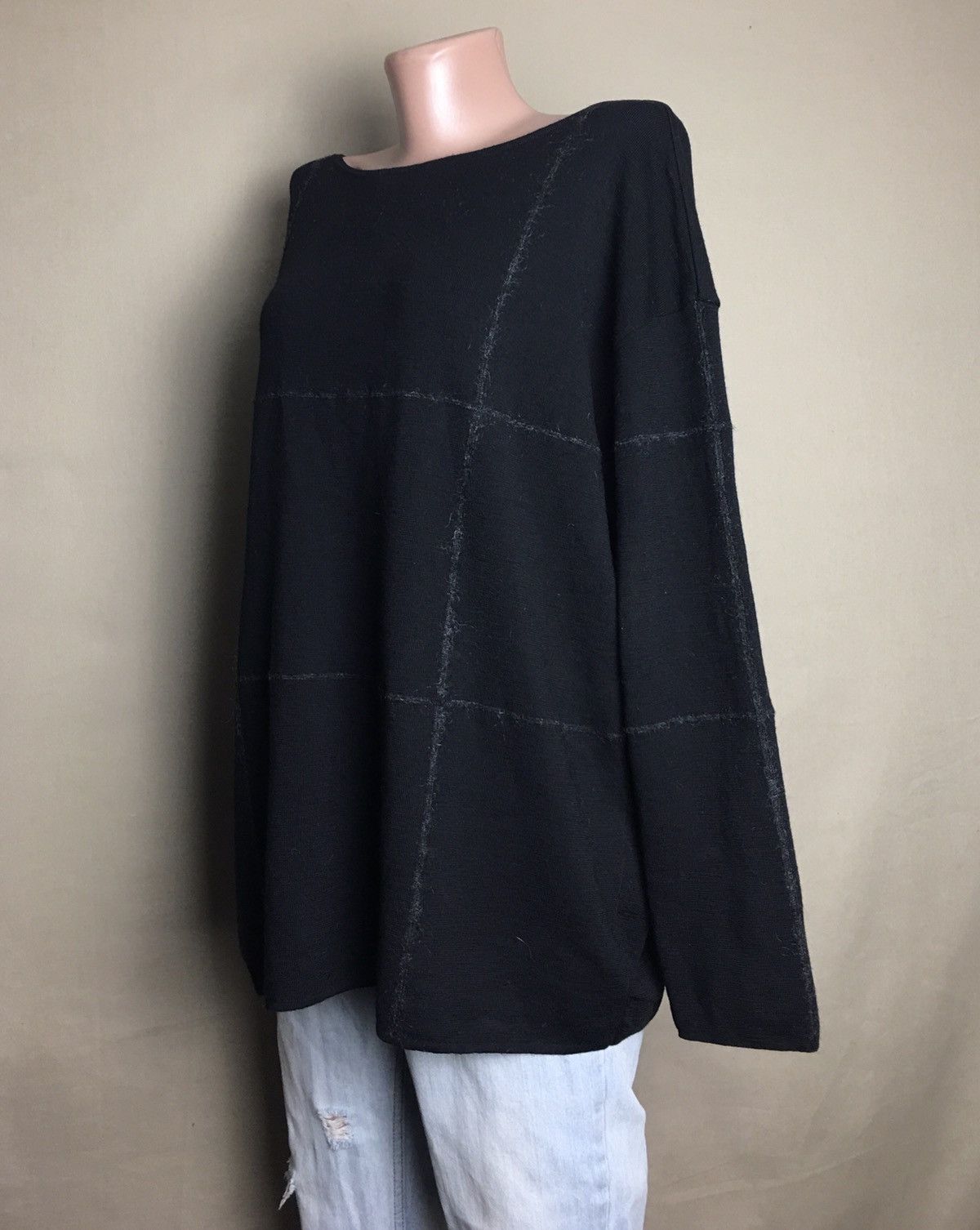 Annette Gortz Annette Gortz Black Merino Wool Mohair Trim Jumper Size L Size L / US 10 / IT 46 - 3 Thumbnail