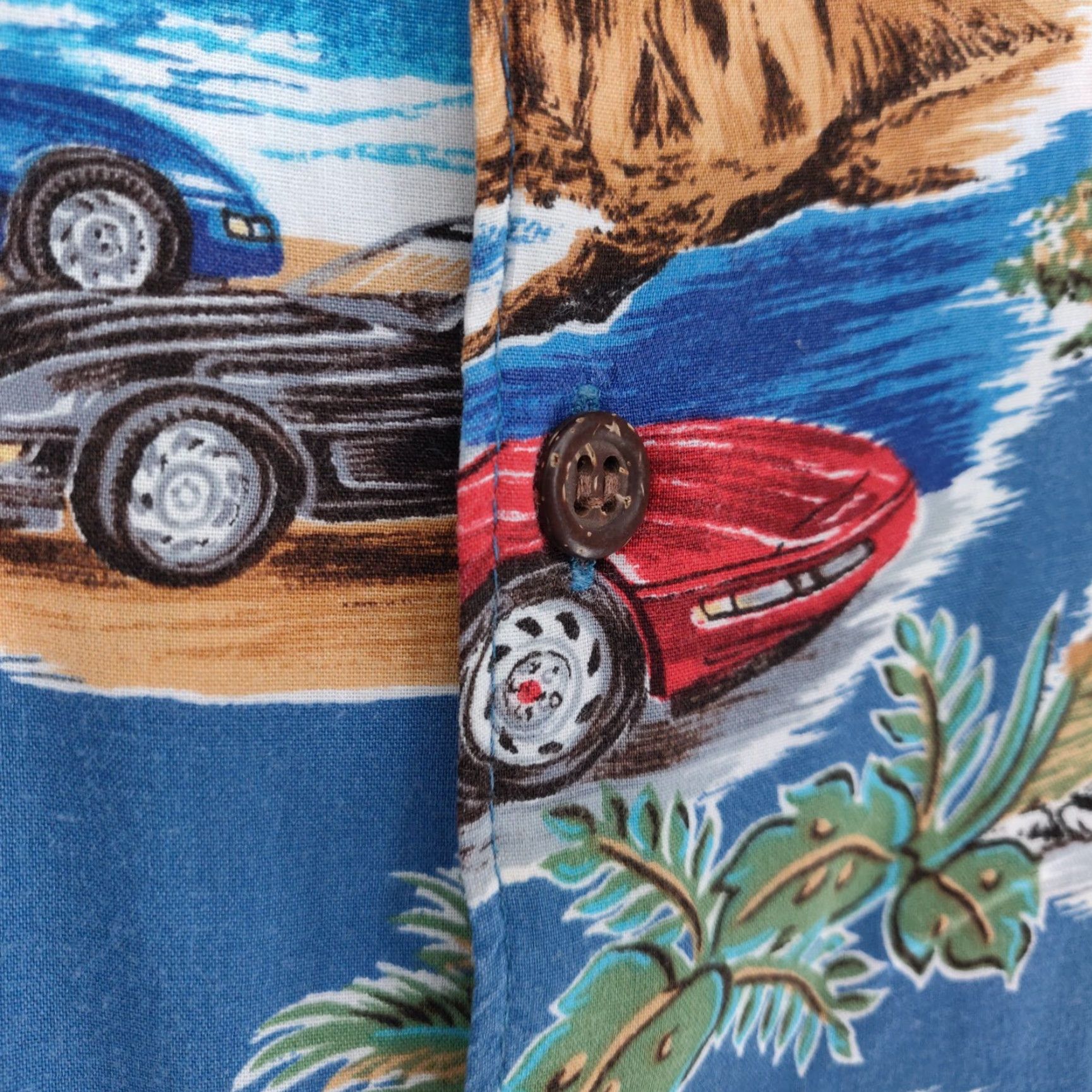 Reyn Spooner VINTAGE Reyn Spooner Hawaiian Shirt Mens 2XL 2XL Floral Cars Palm Trees Button-Up Shirt Size US XXL / EU 58 / 5 - 7 Thumbnail