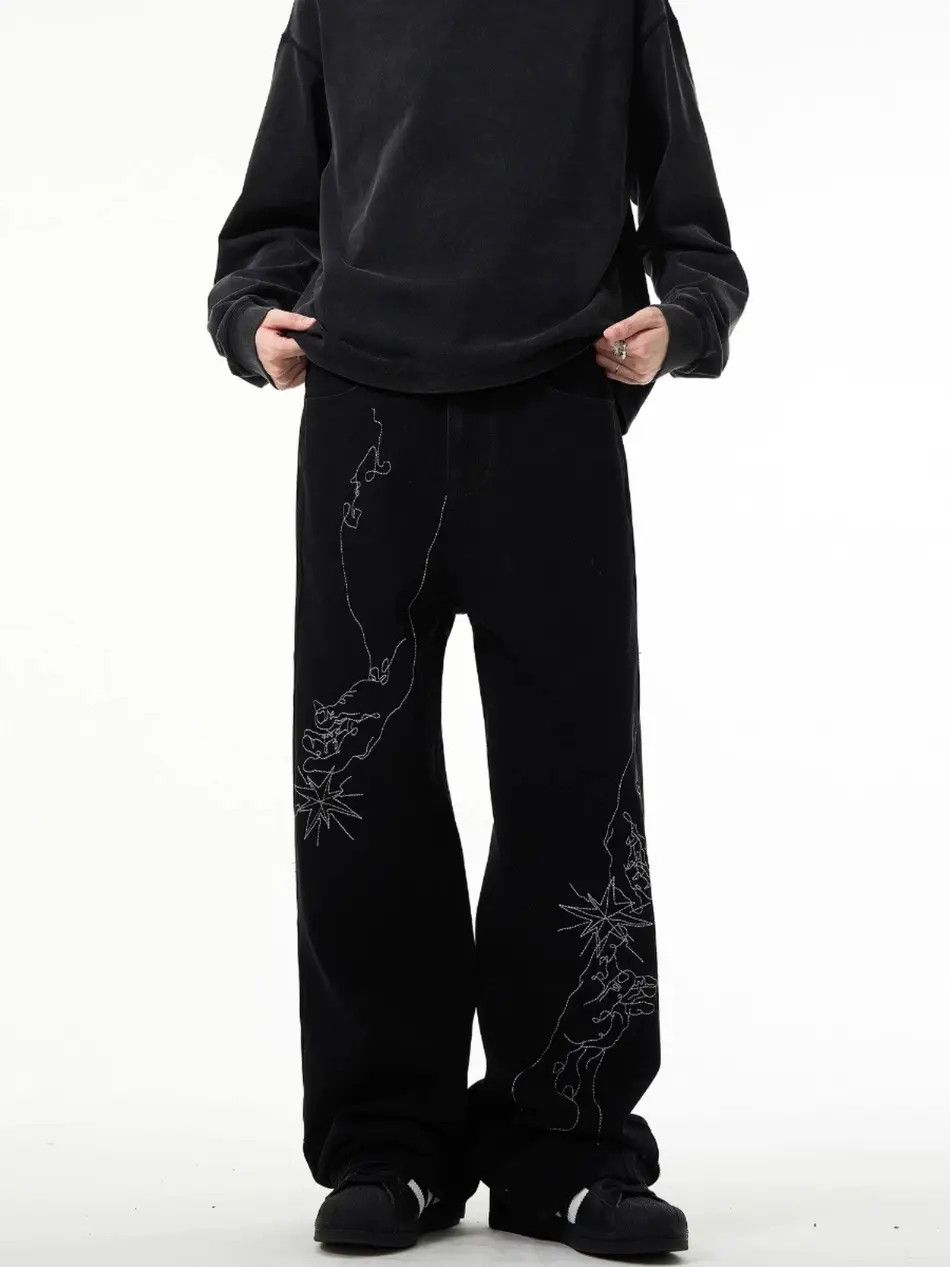 Japanese Brand × Jean Retro loose gradient embroidered jeans Size US 30 / EU 46 - 3 Thumbnail
