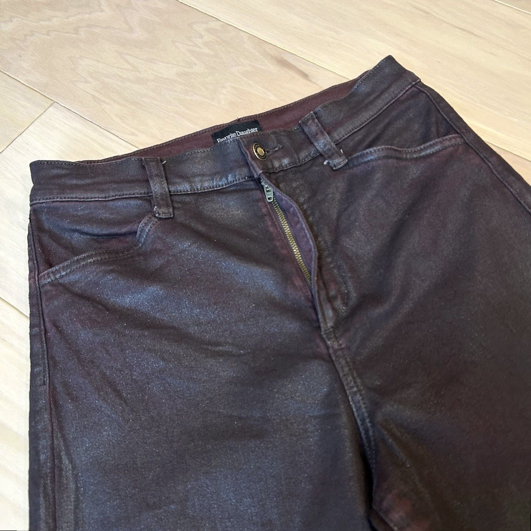 Vintage VINTAGE Favorite Daughter Mischa Super High Rise Wide Leg Cape Town Jeans Womens 28 Burgundy 29 Inseam 12.5 Rise 11 Leg Opening City Urban Fashion Size ONE SIZE - 2 Thumbnail