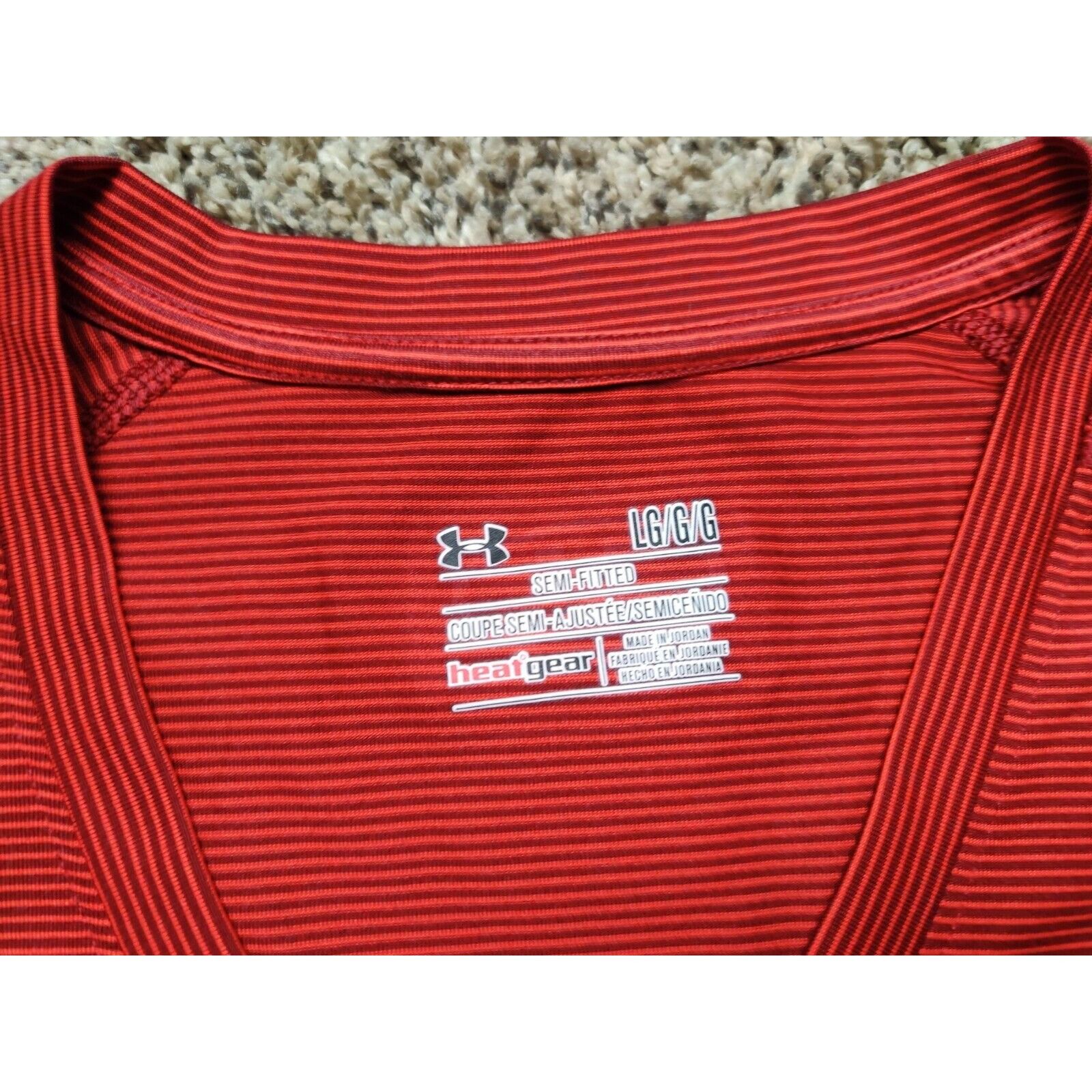 Under Armour Under Armour Shirt Adult Mens Large Red Striped V-Neck Size US L / EU 52-54 / 3 - 4 Thumbnail