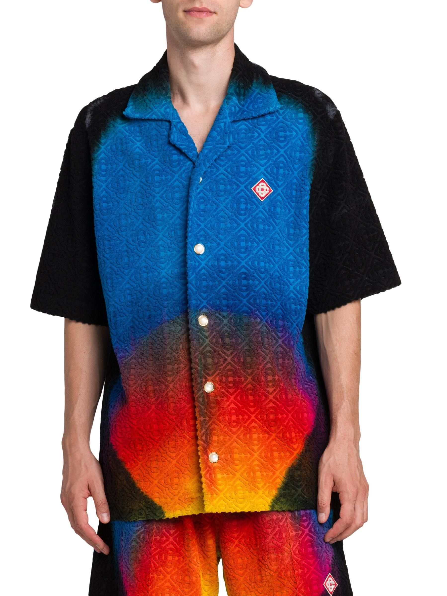 Casablanca os11x0725 Camp Collar Jacquard Monogram Shirt in Multicolor Size US M / EU 48-50 / 2 - 2 Thumbnail