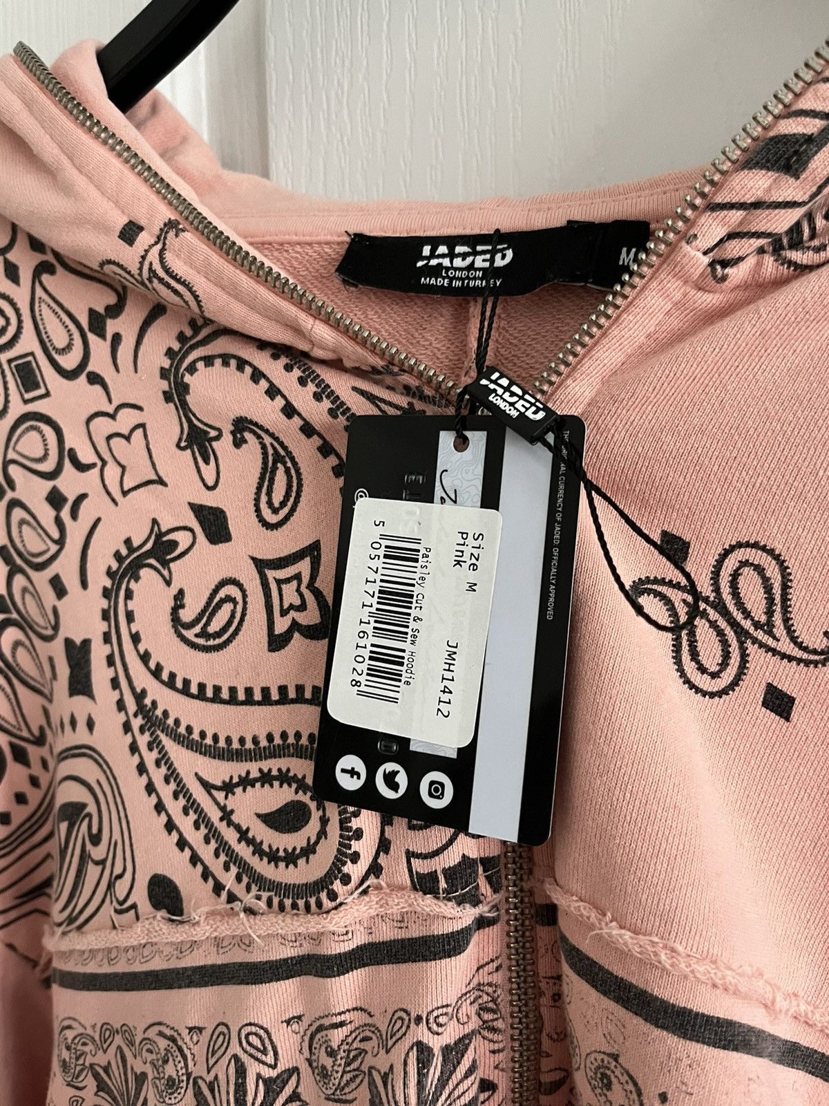 Jaded London BNWT JADED LONDON PINK BANDANA PAISLEY ZIP HOODIE Size US L / EU 52-54 / 3 - 4 Thumbnail