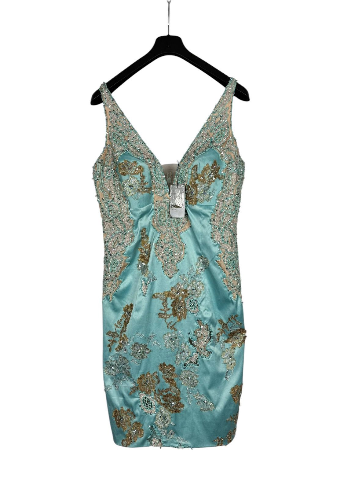 Designer Mandalay Julian Joyce Evening Coctail Dress Aqua size 14 Size XL / US 12-14 / IT 48-50 - 12 Thumbnail