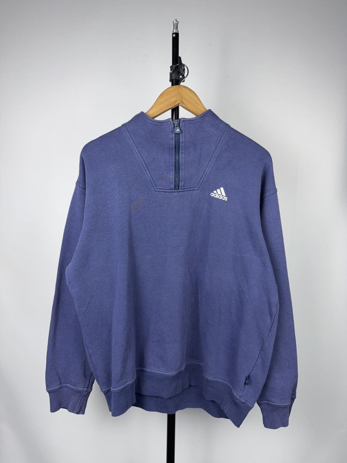 Adidas Vintage 90s Retro Y2K adidas Back Zip Sweatshirt Rare Navy Size US M / EU 48-50 / 2 - 1 Thumbnail