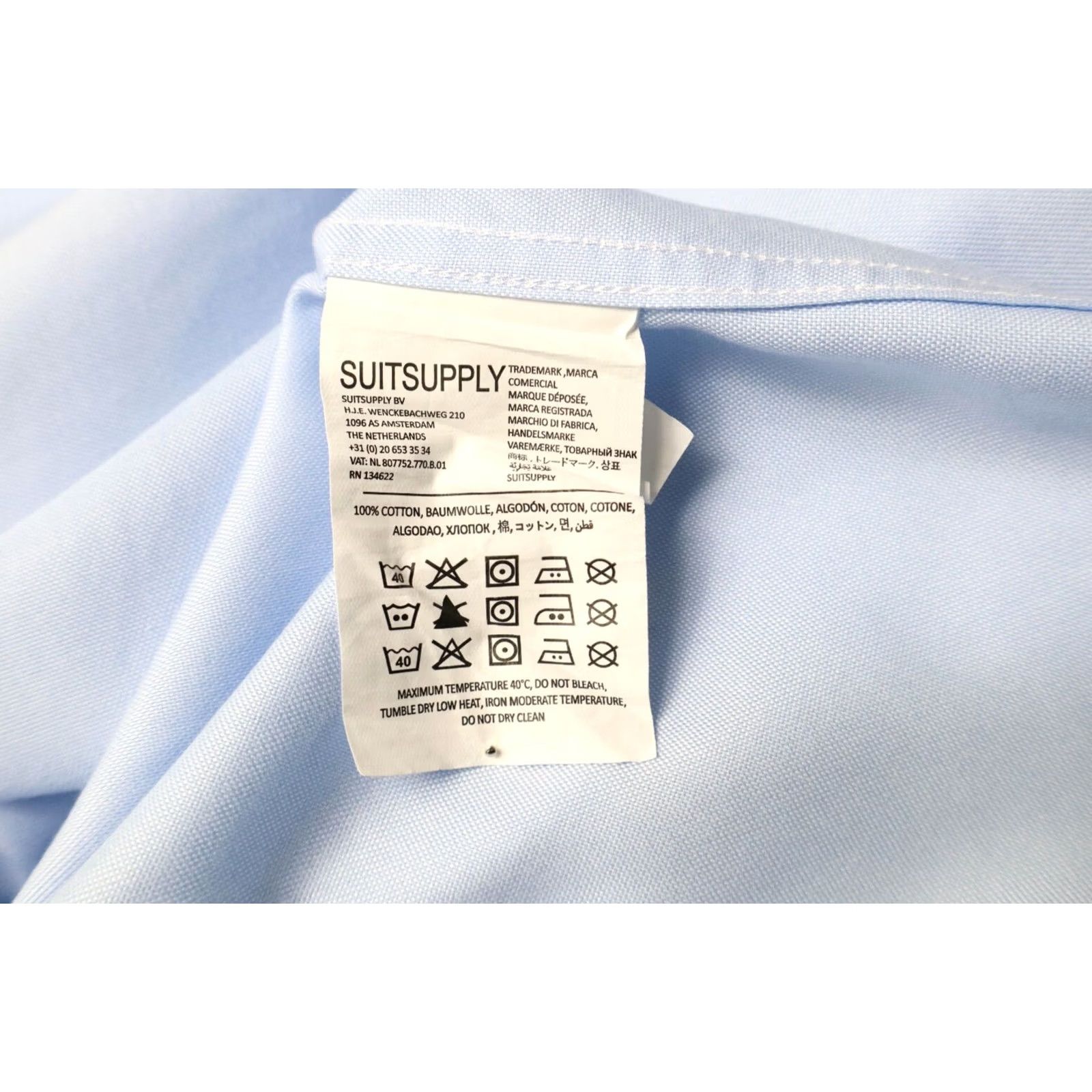 Suitsupply Suitsupply Dress Shirt Slim Fit 38L/15L Blue Long Sleeve Collared Mens Size 38L - 6 Thumbnail