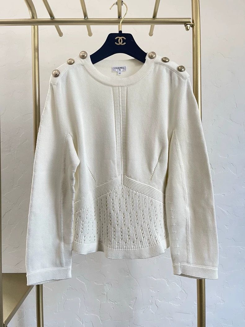 Chanel Chanel 23c cream white retro long sleeves Size XXS / US 00 / IT 34 - 1 Thumbnail