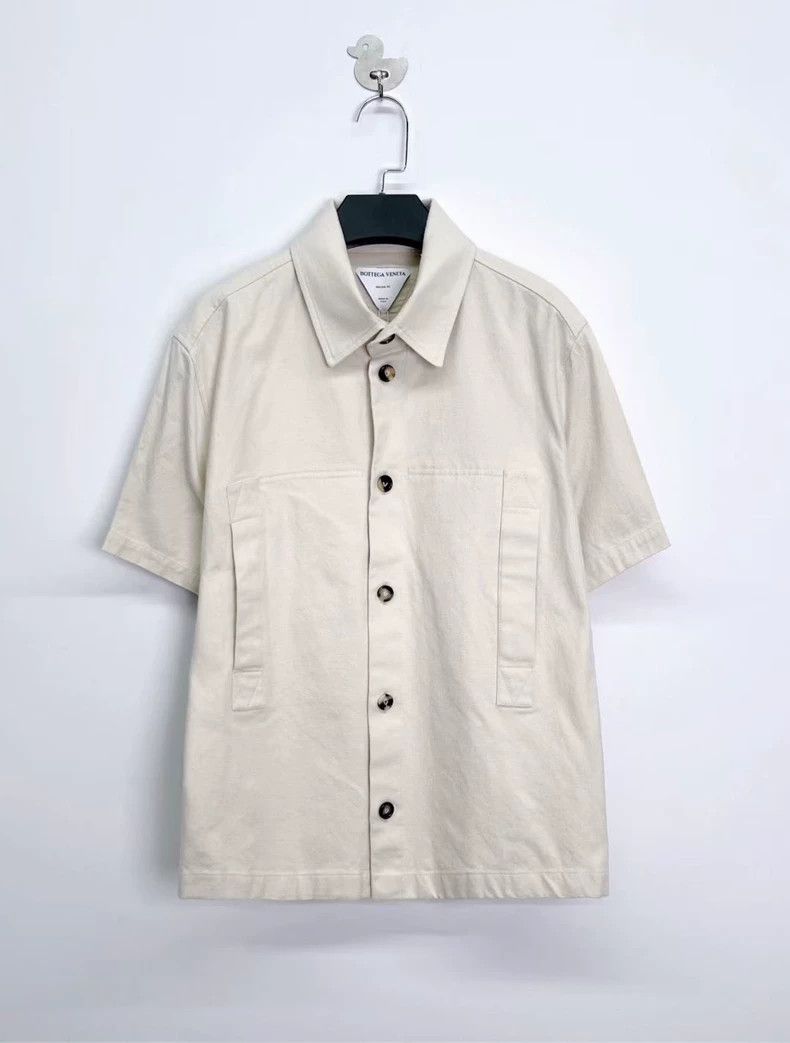 Bottega Veneta Bottega Veneta Beige Linen Short Sleeve Shirt Size US M / EU 48-50 / 2 - 1 Thumbnail