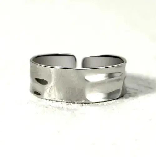 Ring Of Fire Punkrock Shiny Tiny Float Shine Silver Ring Size ONE SIZE - 1 Thumbnail