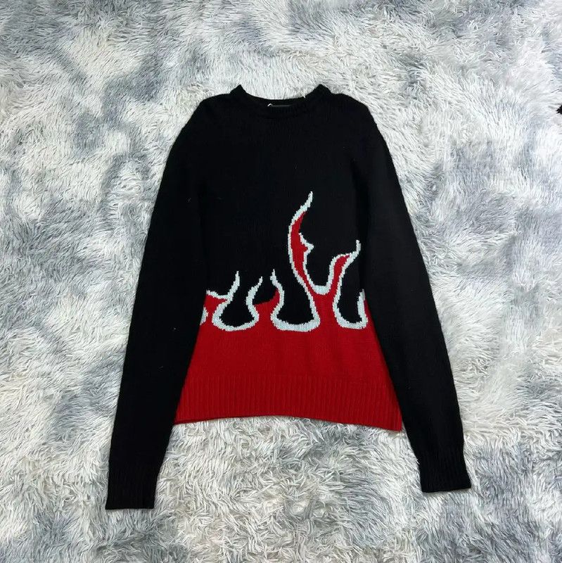 Prada Prada Black Knitted Sweater with Flame Design Size US L / EU 52-54 / 3 - 1 Thumbnail