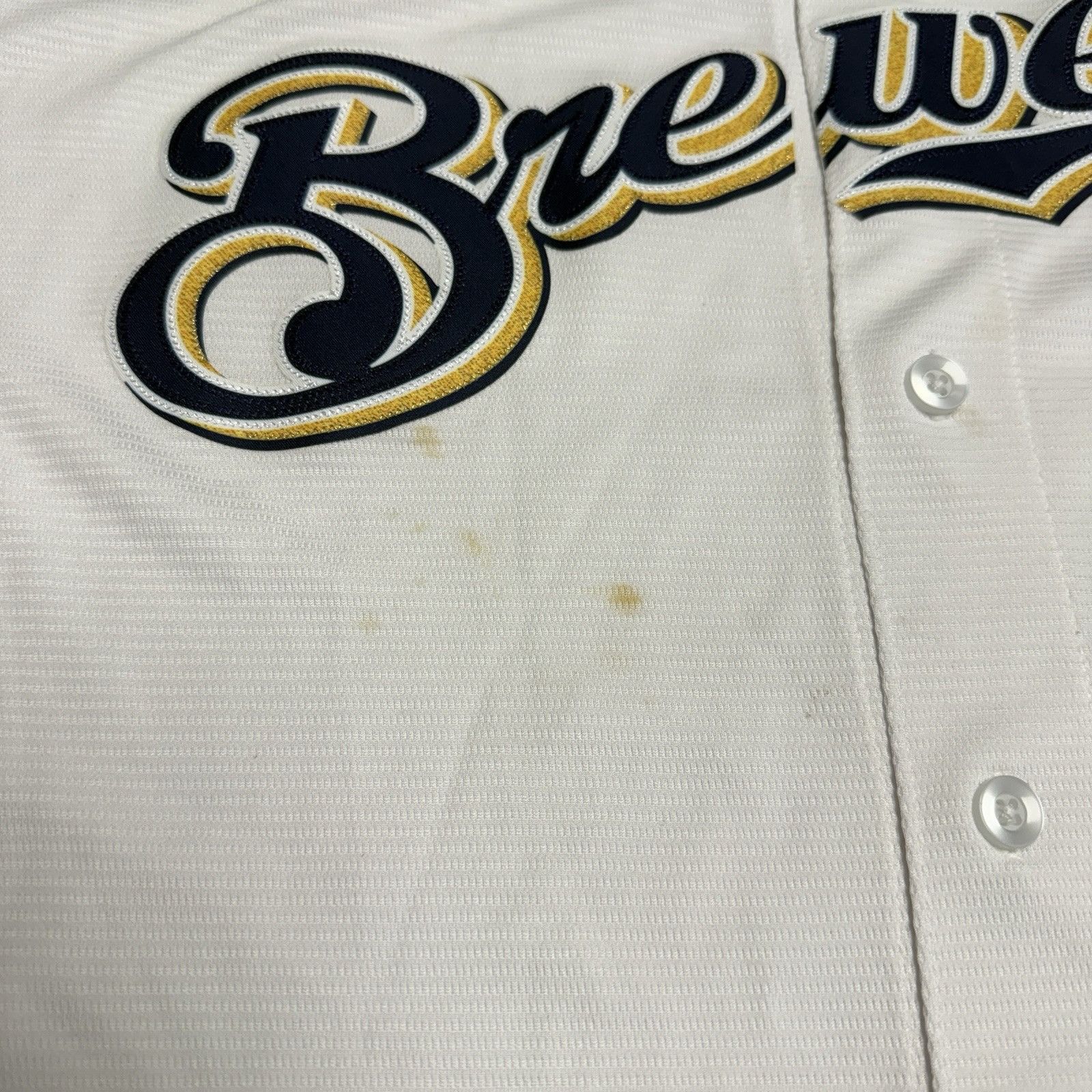 Majestic Milwaukee Brewer Majestic Cool Base MLB Jersey White Size US XL / EU 56 / 4 - 5 Thumbnail