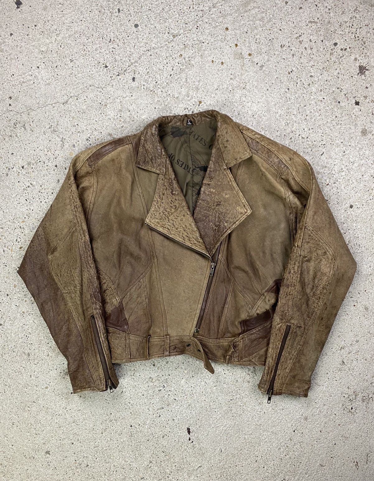 Vintage No faith studios leather bomber jacket brown assimetrical Size M / US 6-8 / IT 42-44 - 2 Thumbnail