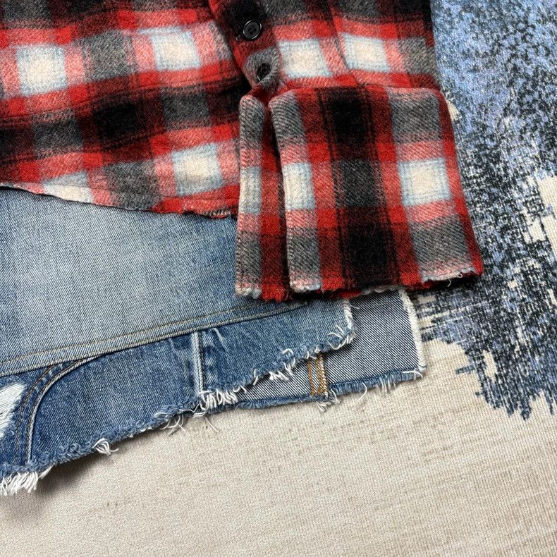 Greg Lauren Greg Lauren Wool plaid patchwork denim jacket 2504-Nextarro Size US M / EU 48-50 / 2 - 4 Thumbnail