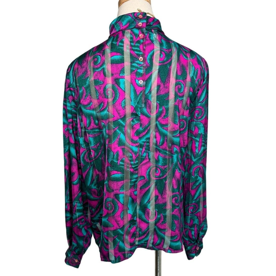 Vintage Vintage Nicola mock neck semi sheer blouse size 12 large L Size L / US 10 / IT 46 - 4 Thumbnail